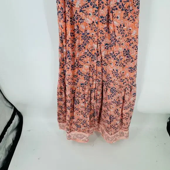 Cleobella Astrid Floral Print Dress Organic Cotton Tie Strap Maxi Boho Size S